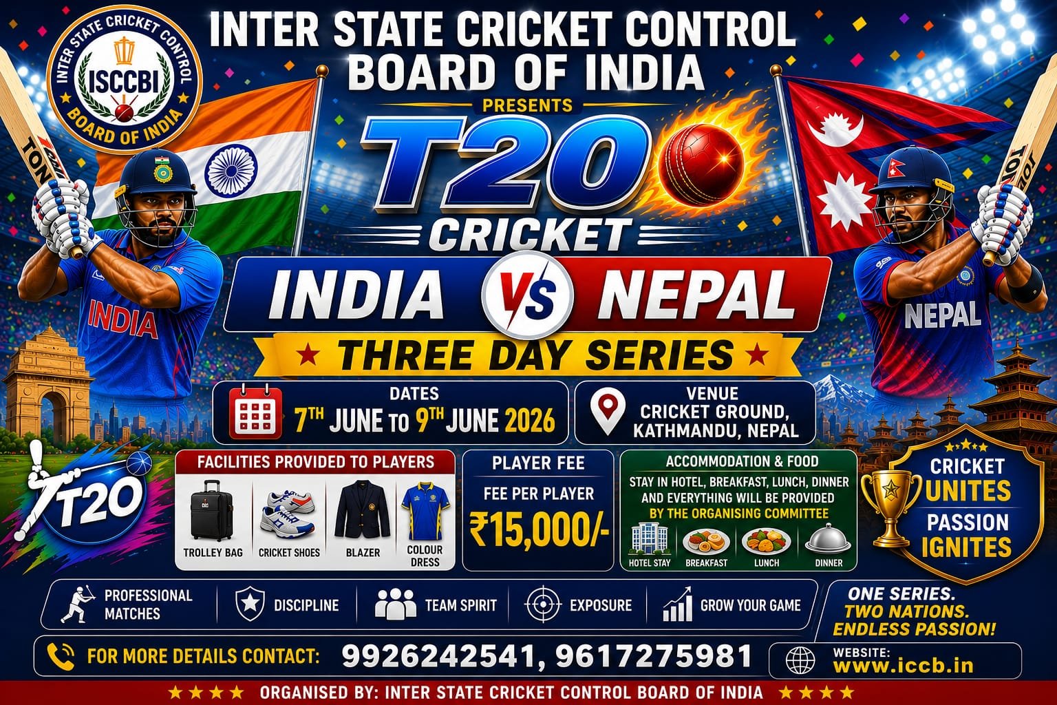 India vs Nepal T20 Series 2026 Banner - ICCB